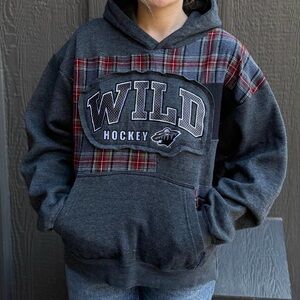 Wild Hockey Plaid Patchwork Hoodie